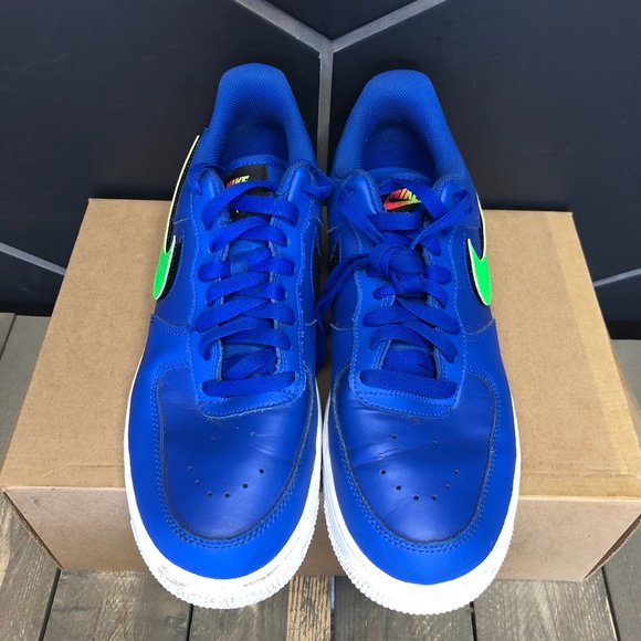 Nike AF 1 Low LV8 Racer Blue Neon Patch Size 9.5 - Picture 3 of 6